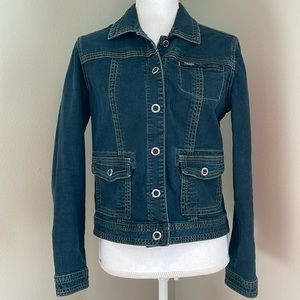 Chico's Platinum | Dark Denim Jacket with Silver Snaps | Size 0 (US 4/6)